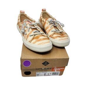Sperry Pier Wave LT Tie Dye Peach Orange White Striped Sneakers Shoe Size 6